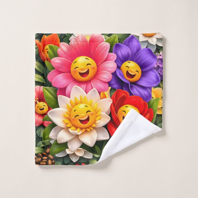 Conjunto De Toalhas smiling floral garden washcloth description add a  (Pano de lavar)