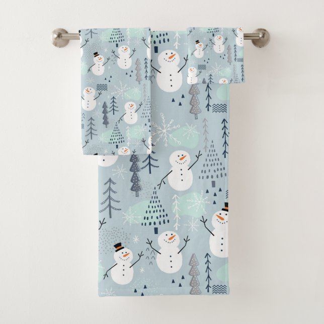Conjunto De Toalhas Snowmen Bath Towel Set (Insitu)