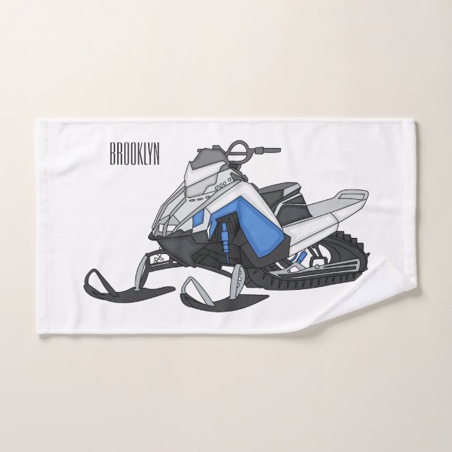 Conjunto De Toalhas Snowmobile cartoon illustration (Toalha de mão)