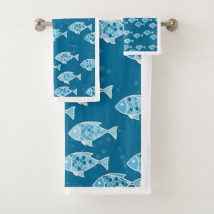 Conjunto De Toalhas Sob O Mar Design de Peixes