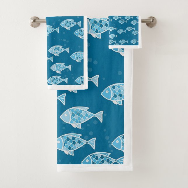 Conjunto De Toalhas Sob O Mar Design de Peixes (Insitu)