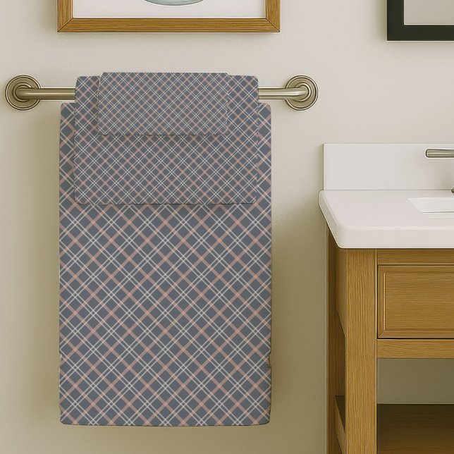 Conjunto De Toalhas Soft Coral Plaid Towels Elegant Bath Essentials (Soft Coral Plaid Towels Elegant Bath Essentials)