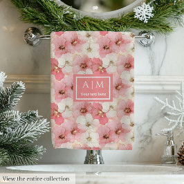 Conjunto De Toalhas Soft Dusty Rose & Gold Flowers Towel Personalized