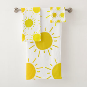 Conjunto De Toalhas Sol Pintado Caprichoso Amarelo Sol