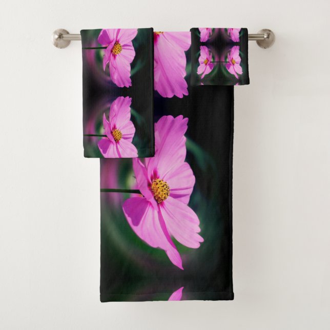 Conjunto De Toalhas Solteiro Pink Cosmos Flower Abstrato (Insitu)