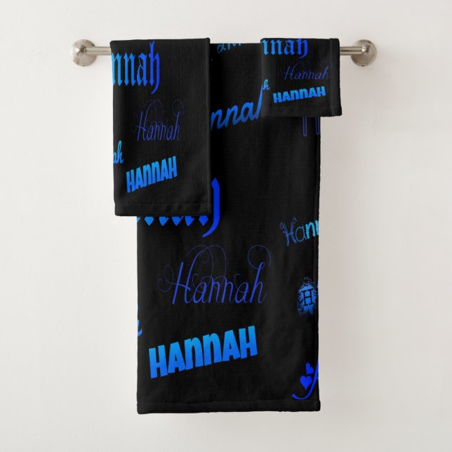 Conjunto De Toalhas Sombras de Azul em Preto - Hannah (Insitu)