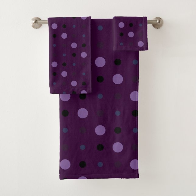 Conjunto De Toalhas Sombras de pontos roxos (Insitu)
