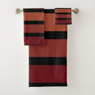 Conjunto De Toalhas Sombras De Tiras Vermelhas A Preto
