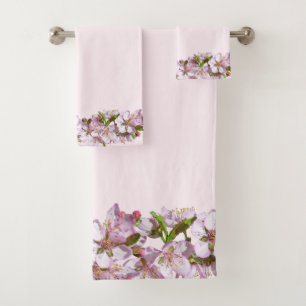 Conjunto De Toalhas Sombreado claro de cor-de-rosa com borda do Primav