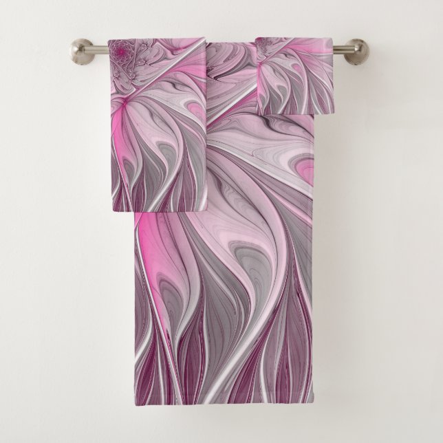 Conjunto De Toalhas Sonho De Flor Rosa Fractal, Padrão De Fantasia Flo (Insitu)