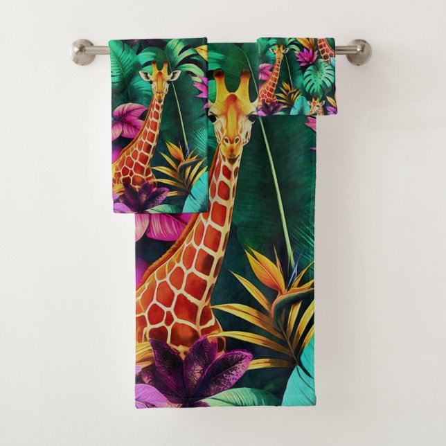 Conjunto De Toalhas Sonho de Girafa na Selva Padrão de Superfície Perf (Insitu)
