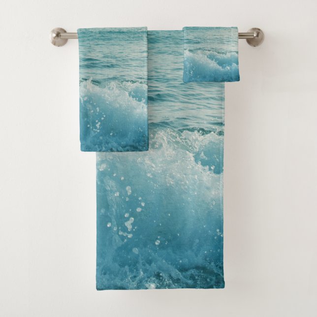 Conjunto De Toalhas Sonho de Ondas do Oceano Pastel #1 (Insitu)