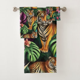 Conjunto De Toalhas Sonho de Tigre na Selva Padrão de Superfície Contí