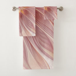 Conjunto De Toalhas Sonho Floral Rosa Suave Arte Fractal Abstrata Flor