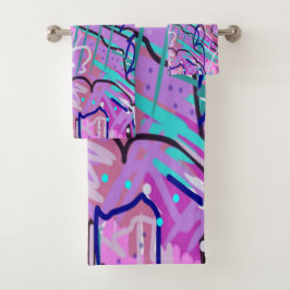Conjunto De Toalhas Sonho Roxo - Impressão de Abstrato Expressivo