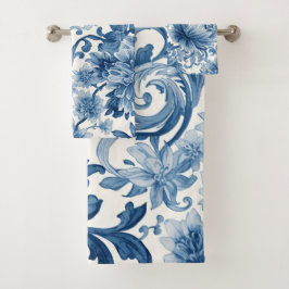 Conjunto De Toalhas Sonhos Azuis | Chinoiserie Floral em Aquarela