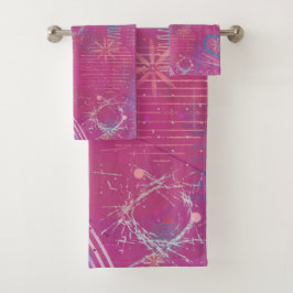 Conjunto De Toalhas Sonhos Cor-de-Rosa Abstratos