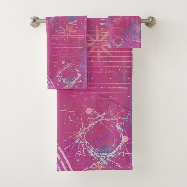 Conjunto De Toalhas Sonhos Cor-de-Rosa Abstratos (Insitu)
