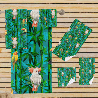 Conjunto De Toalhas Sonhos da Floresta Tropical Bambu Pássaros
