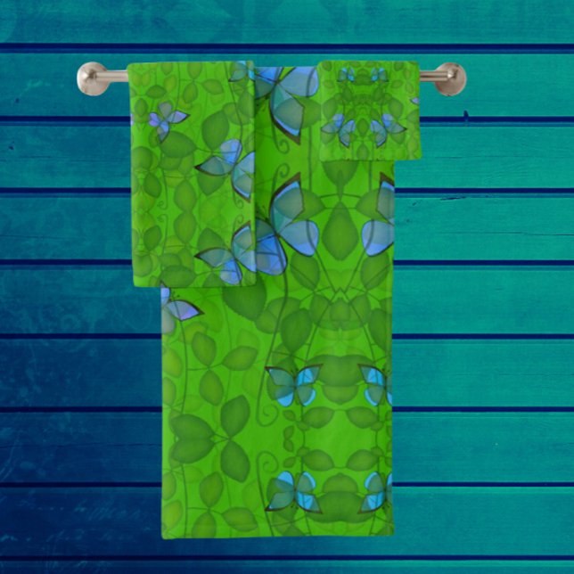 Conjunto De Toalhas Sonhos da Floresta Tropical Videiras Borboletas  (Beautiful rainforest dreams towels for you bathing pleasure!)