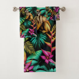 Conjunto De Toalhas Sonhos da Selva de Macacos Padrão de Superfície Co