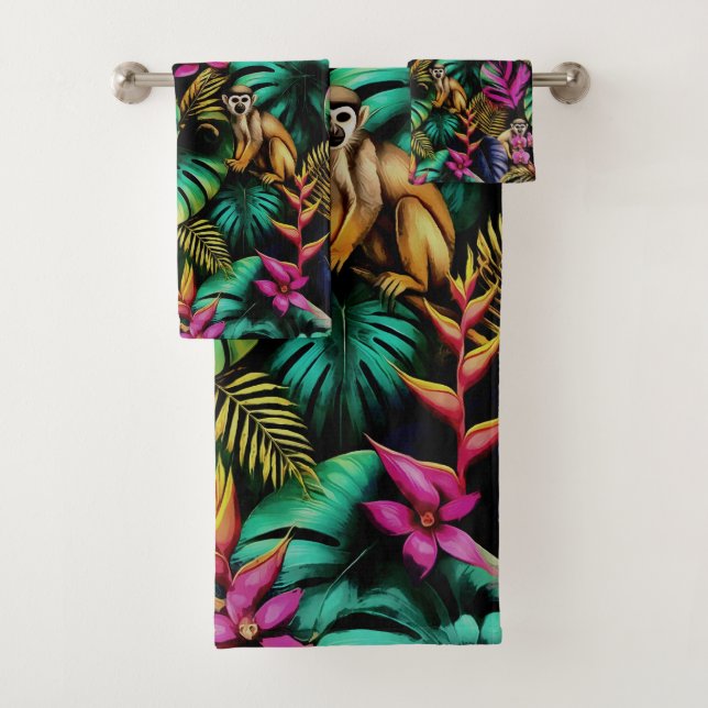 Conjunto De Toalhas Sonhos da Selva de Macacos Padrão de Superfície Co (Insitu)