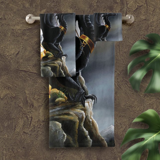 Conjunto De Toalhas Sorceres Black Dragon Fantasy White (Criador carregado)