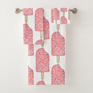 Conjunto De Toalhas Sorvete de bagaço rosa Pop de picolé