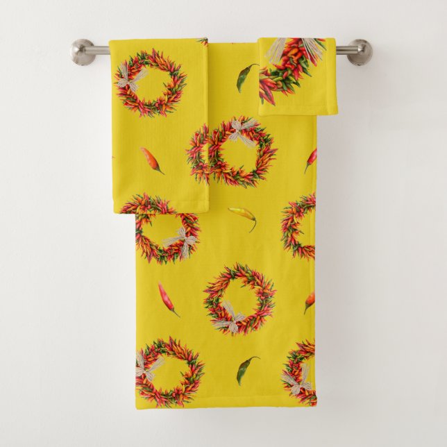 Conjunto De Toalhas Southwest Chile Wreaths and Peppers Customizeable  (Insitu)
