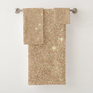 Conjunto De Toalhas Sparkles glamoroso chiques do brilho Dourado