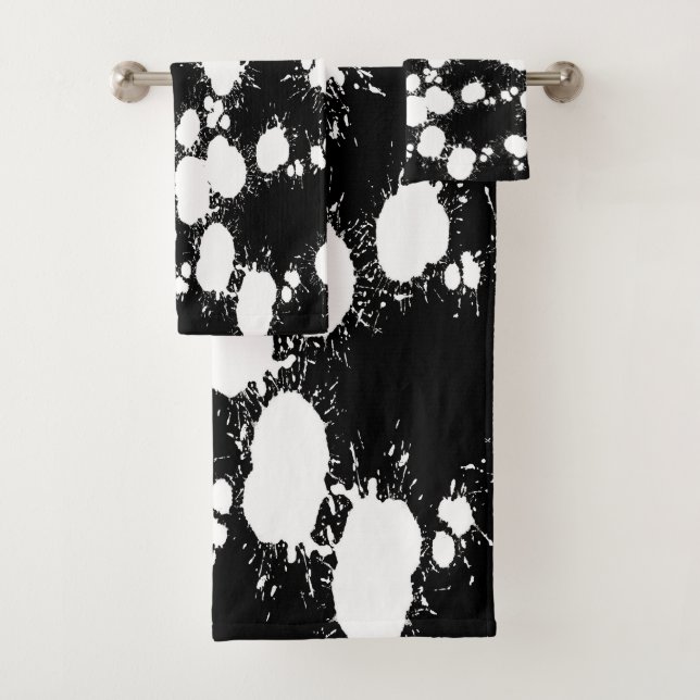 Conjunto De Toalhas Splatter de pintura branca e preta (Insitu)
