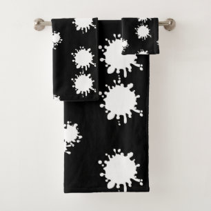 Conjunto De Toalhas Splatter De Tinta Preta E Branca Moderna