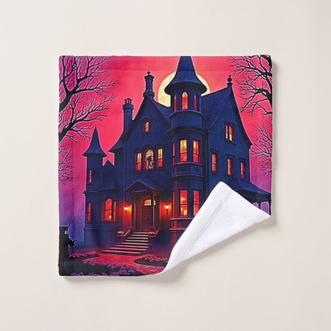 Conjunto De Toalhas Spooky Haunted House em Dusk Design (Pano de lavar)