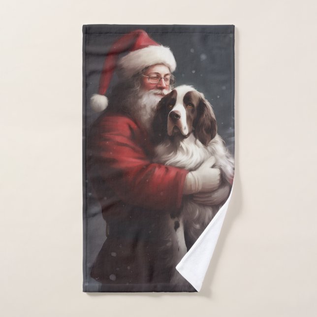 Conjunto De Toalhas Springer Spaniel Papai Noel Natal Festivo (Toalha de mão)