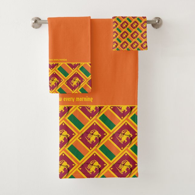 Conjunto De Toalhas SRI LANKA FLAG Personalizado Scripting ORANGE (Insitu)
