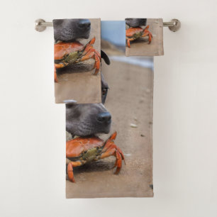 Conjunto De Toalhas Staffy É Amigo De Um Caranguejo De Praia,
