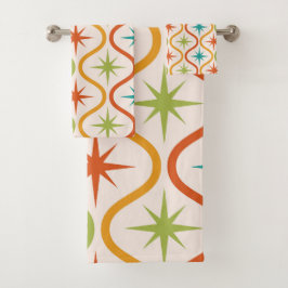 Conjunto De Toalhas Starbursts Coloridos Do meio século No Padrão De O