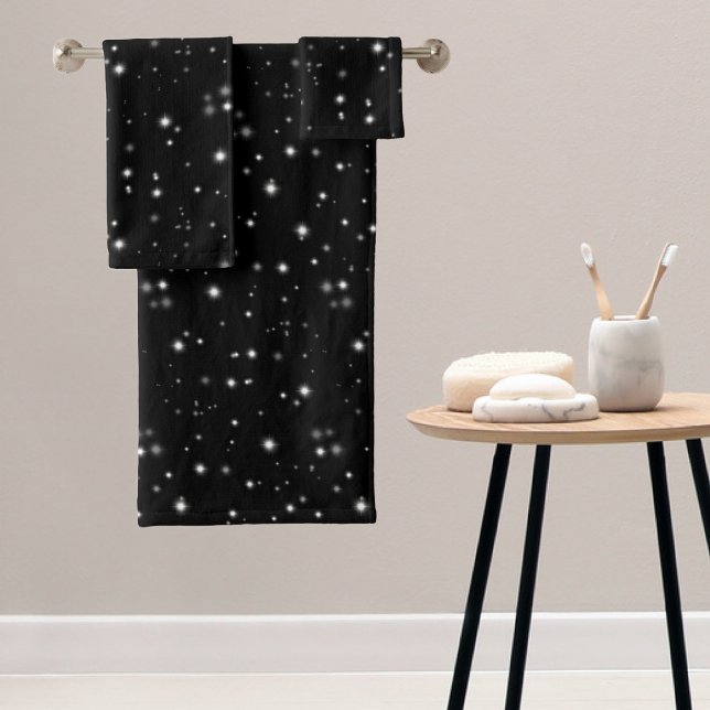 Conjunto De Toalhas Starlight Sparkles Black and White Stars (Criador carregado)