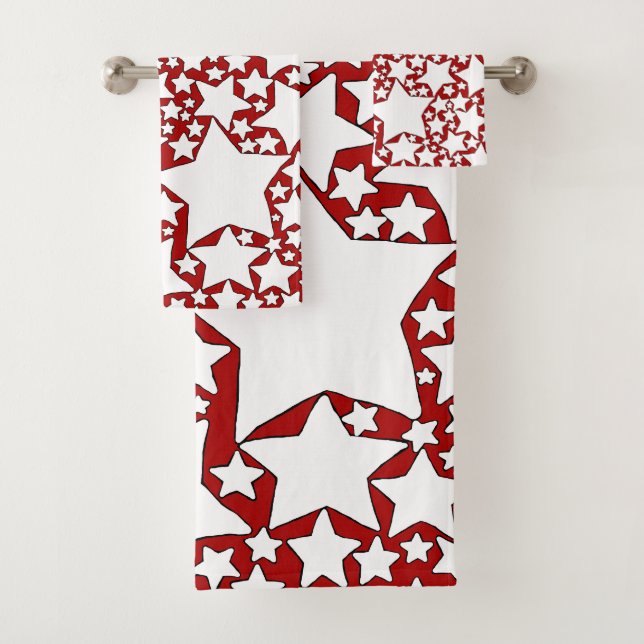 Conjunto De Toalhas Stars, Stars, Stars in Red and White (Insitu)