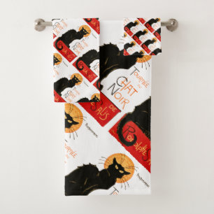 Conjunto De Toalhas Steinlen Black Cat Classic French Trabalho de arte
