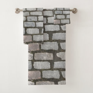 Conjunto De Toalhas Stone Pathway Cinza Cobblestone Street Sidewalk
