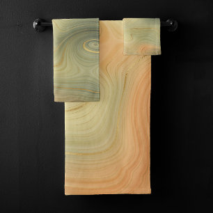 Conjunto De Toalhas Strata de ouro Pessegueiro Laranja Verde Queimad
