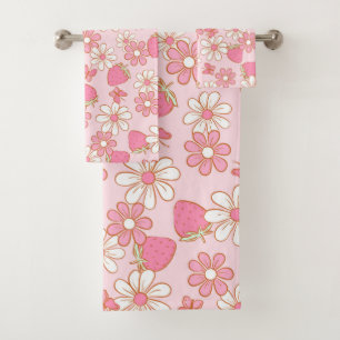 Conjunto De Toalhas Strawberry Daisy Pattern
