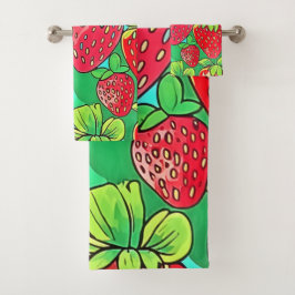 Conjunto De Toalhas Strawberry Pop Art Pattern
