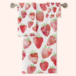 Conjunto De Toalhas Strawberry Watercolor