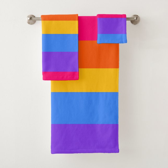 Conjunto De Toalhas Stripes Arco-íris (Insitu)