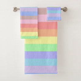 Conjunto De Toalhas Stripes Arco-Íris Pastel