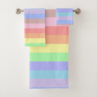 Conjunto De Toalhas Stripes Arco-Íris Pastel
