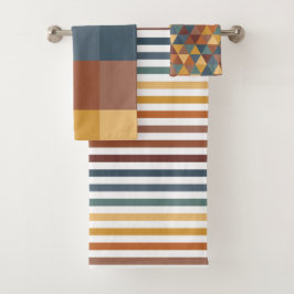 CONJUNTO DE TOALHAS STRIPES E PADRÕES GEOMÉTRICOS TONELADOS PELA TERRA