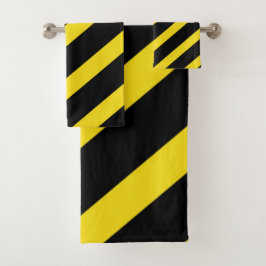 Conjunto De Toalhas Stripes Pretas e Amarelas Stripes